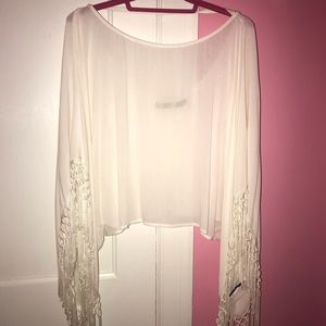 Arc & Co. Top with Fringe sleeves